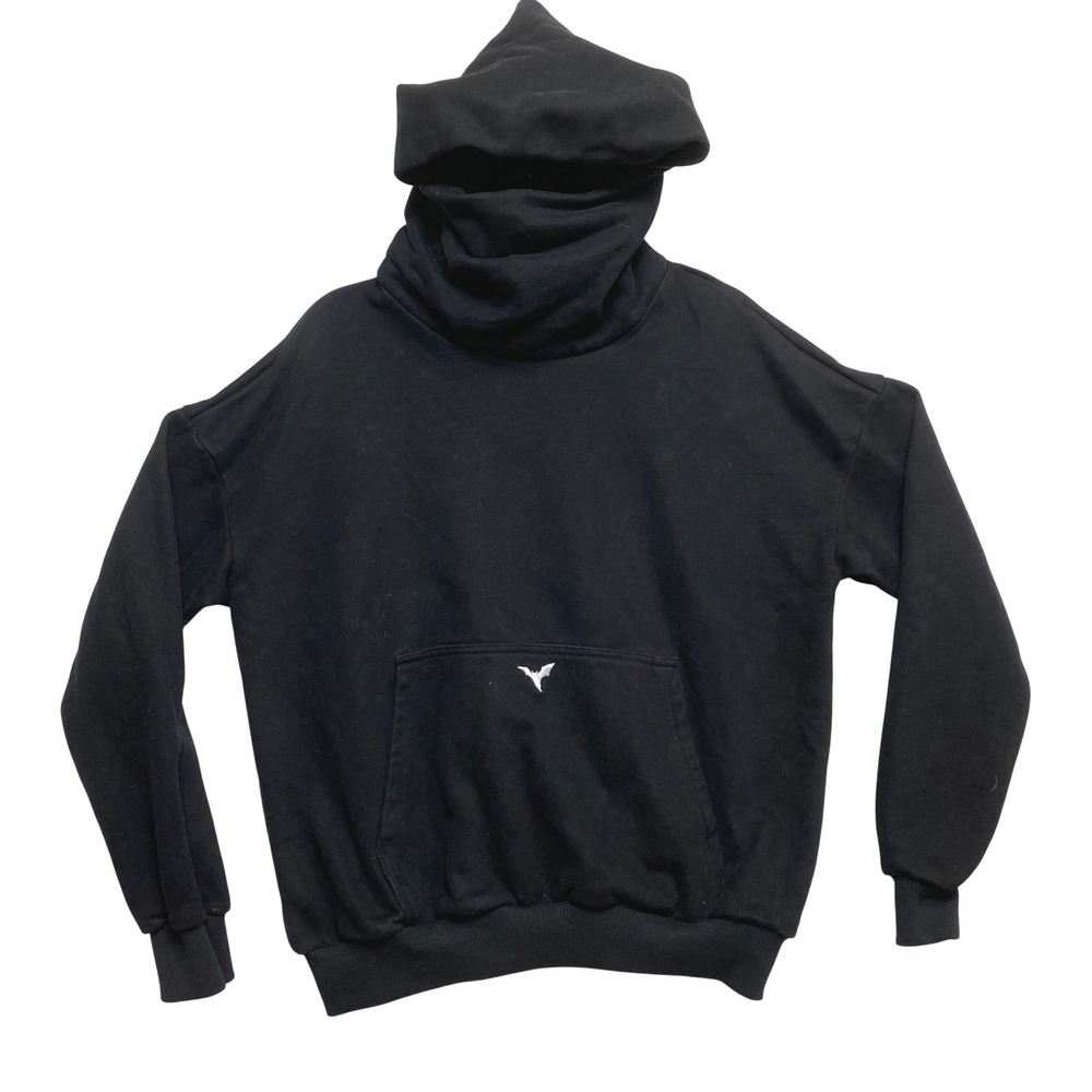 Ditch Cowl Neck Hoodie Mens Small Black Bat Logo Pullover Sweatshirt
